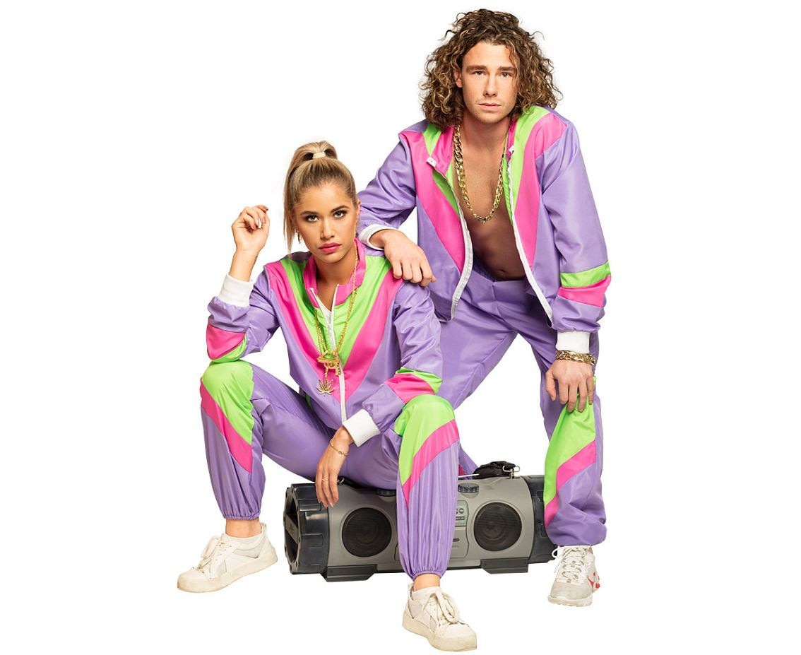 Men''s Neon Lavender Retro Tracksuit, Size XL